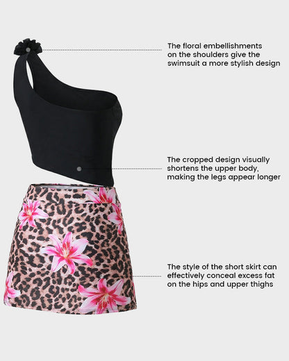 Floral One-Shoulder Cut-Out Swimdress