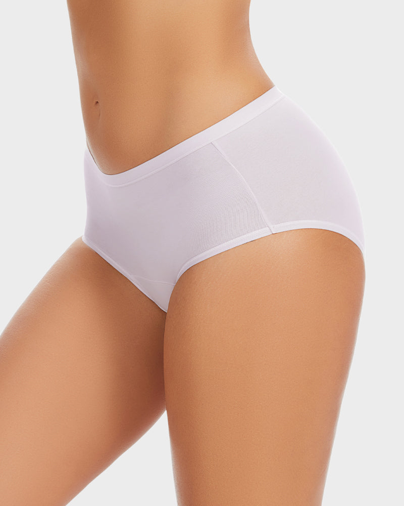 High-Waist Cotton Briefs with Extended Gusset & Antibacterial Lining (4 Pack)