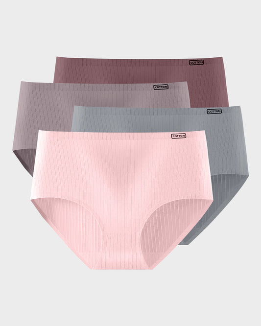 High-Waisted Cotton Seamless Lifting Briefs (4 Pack)