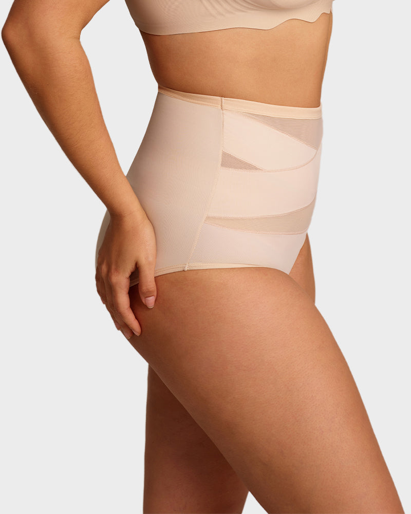 Plus-Size High-Waist Cross Tummy Control Panties (5 Pack)