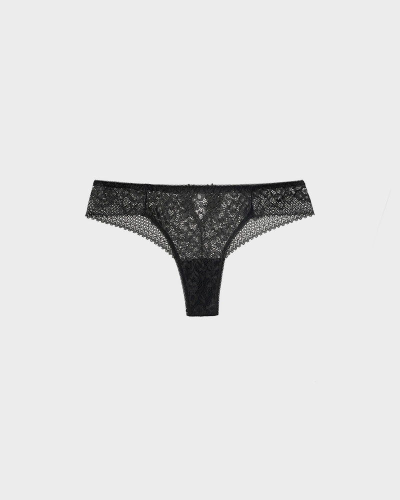 Floral Lace Cut-Out Thong Panties