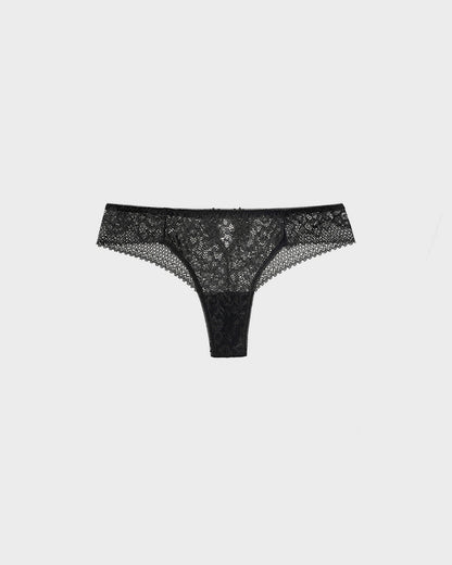 Floral Lace Cut-Out Thong Panties