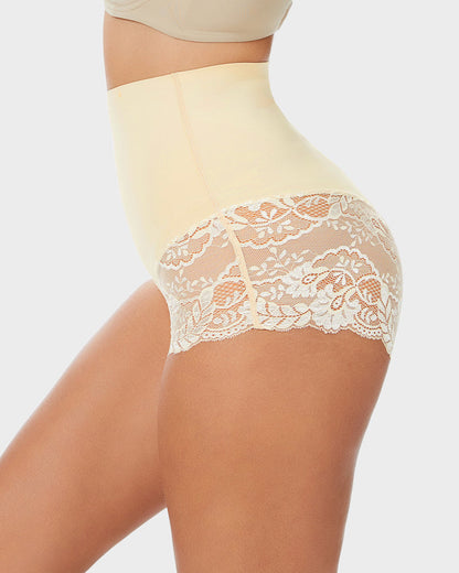 Smooth High-Waisted Sheer Lace Sculpting Brief (4 Pack)