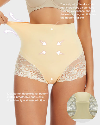 Smooth High-Waisted Sheer Lace Sculpting Brief (4 Pack)