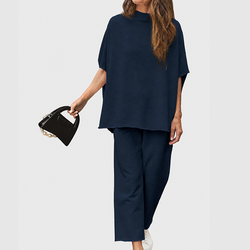 Women's Two Piece Batwing Sleeve Top Wide Leg Pants