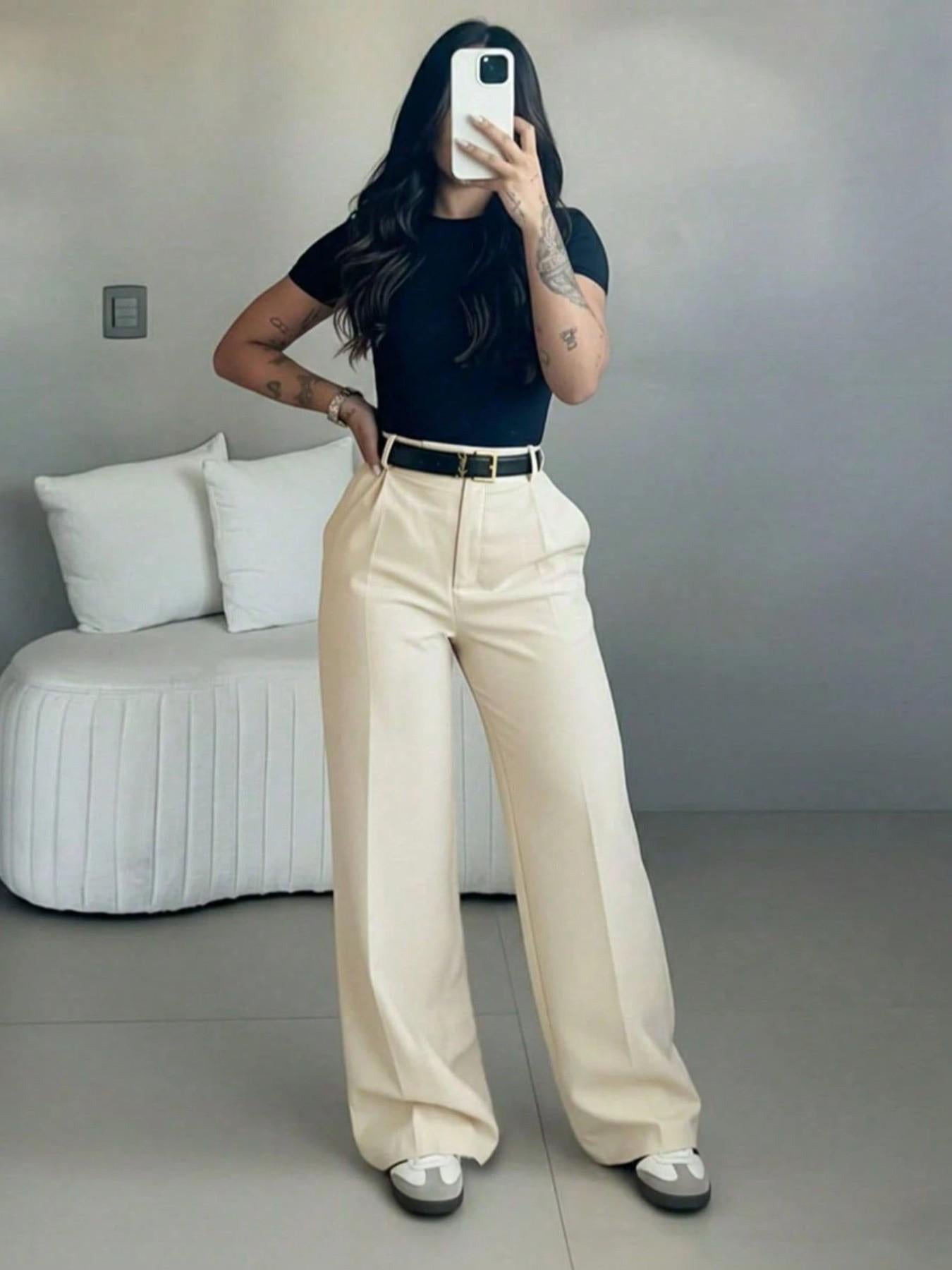 Women's High-Waisted Loose Casual Business Pants