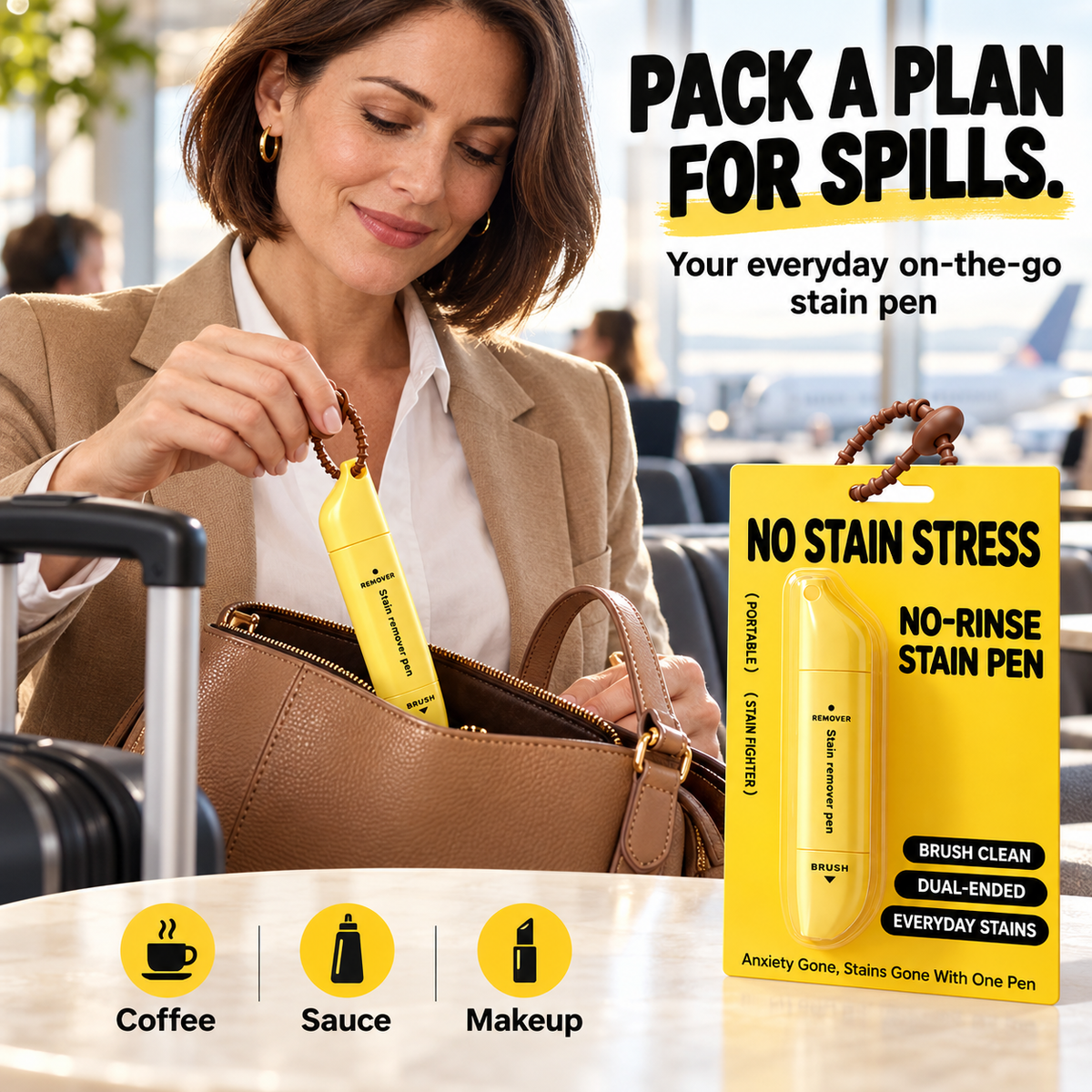 🔥BUY 1 GET 1 FREE Portable Dual-Head Stain Remover Pen✨ Instant No-Rinse Emergency Spot Cleaner for Clothes, Oil & Coffee Stains