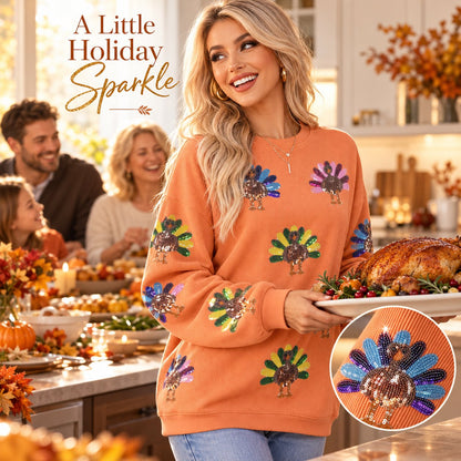 ✨Thanksgiving Sequin Turkey Sweatshirt | Family Holiday Outfit