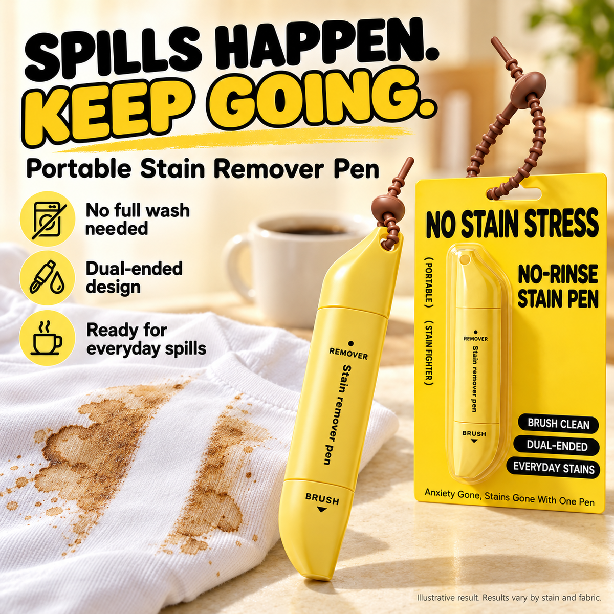 🔥BUY 1 GET 1 FREE Portable Dual-Head Stain Remover Pen✨ Instant No-Rinse Emergency Spot Cleaner for Clothes, Oil & Coffee Stains