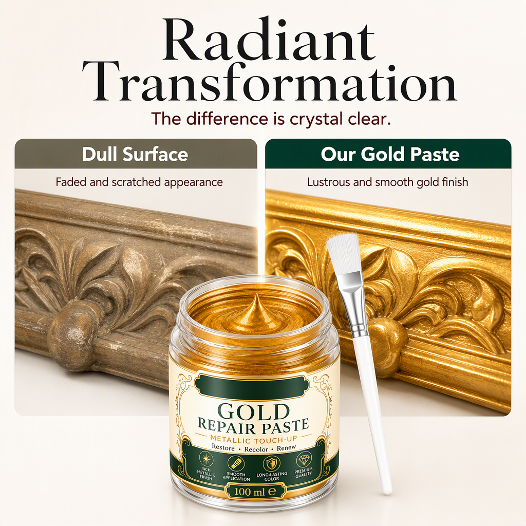 Gold Metallic Refinishing Repair Paste with Brush