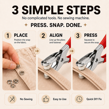 🧵 100Pcs Invisible Colored Metal Buckle & Manual Pressure Pliers | Quick Clothing Repair & DIY