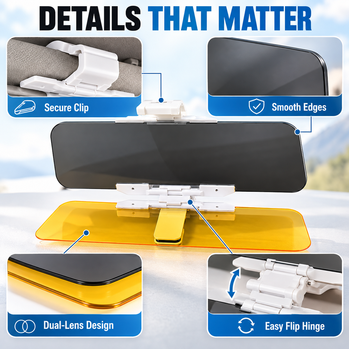 Universal HD Anti-Glare Car Visor for Day & Night