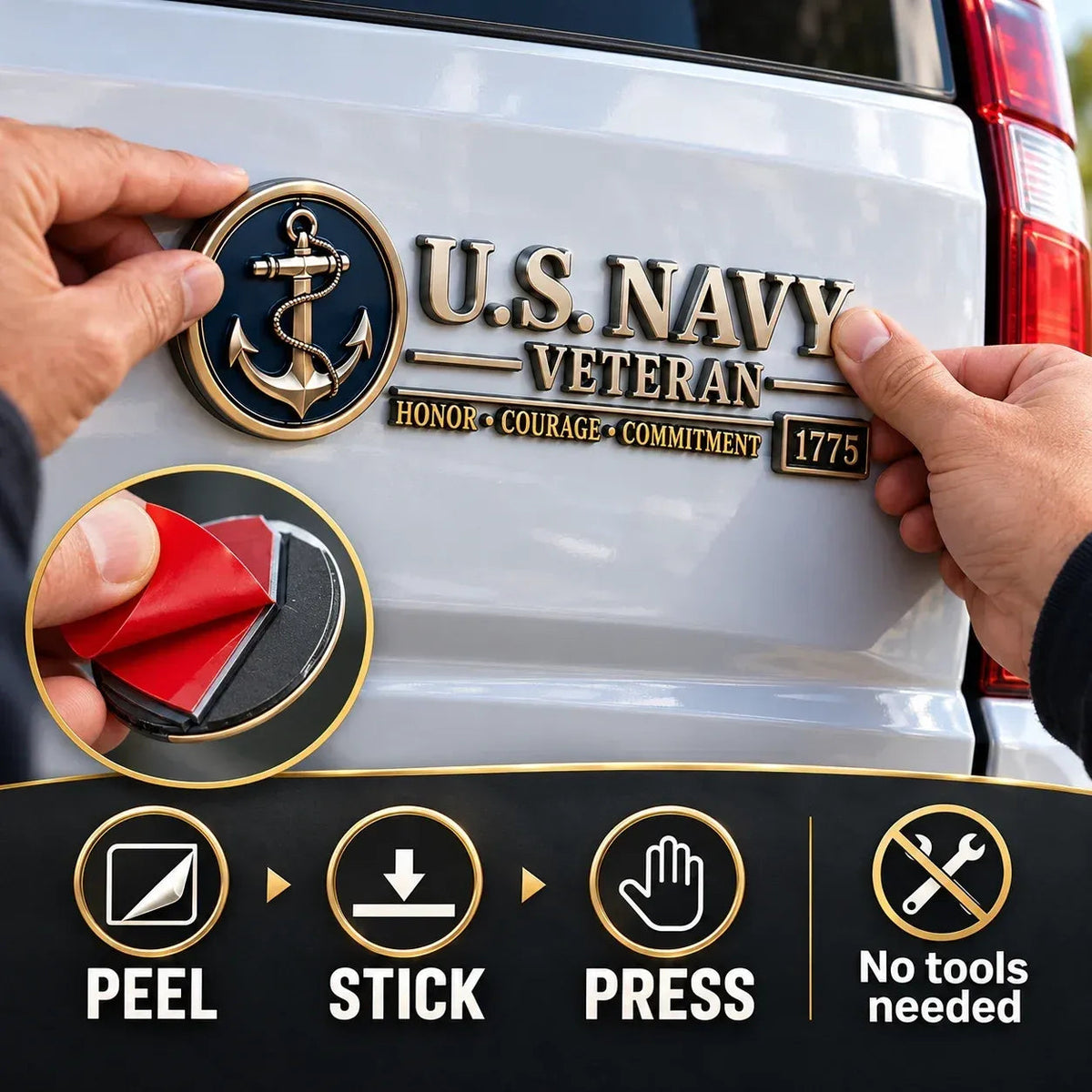 🇺🇸🎖️ Veteran Honor 3D Metal Car Emblem – A Tribute to Service & Pride