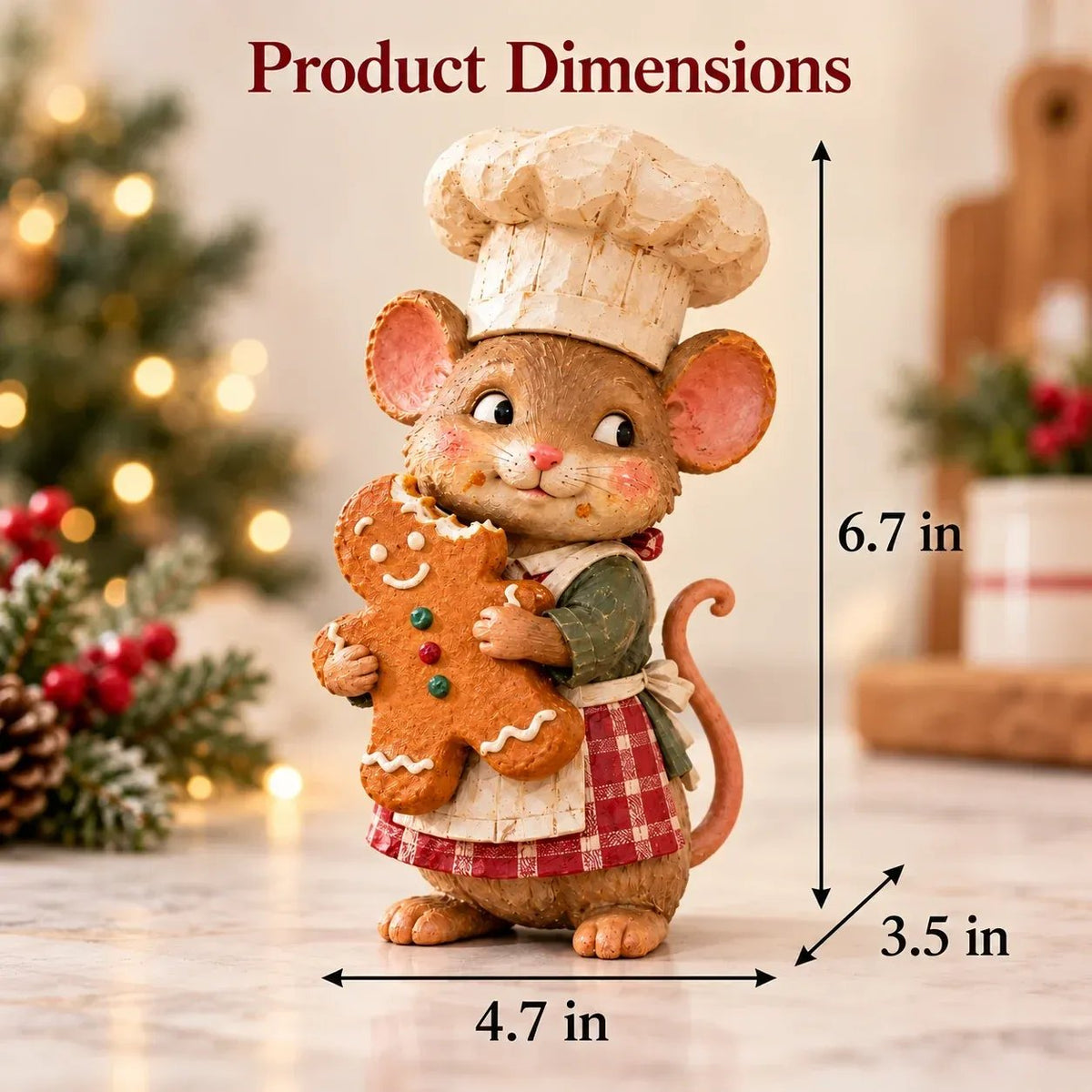 🍪 Gingerbread Mouse Baker — Whimsical Christmas Figurine🎁
