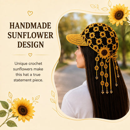 ☀ 🌻 Knitted Sunflower Hollow-Out Baseball Cap