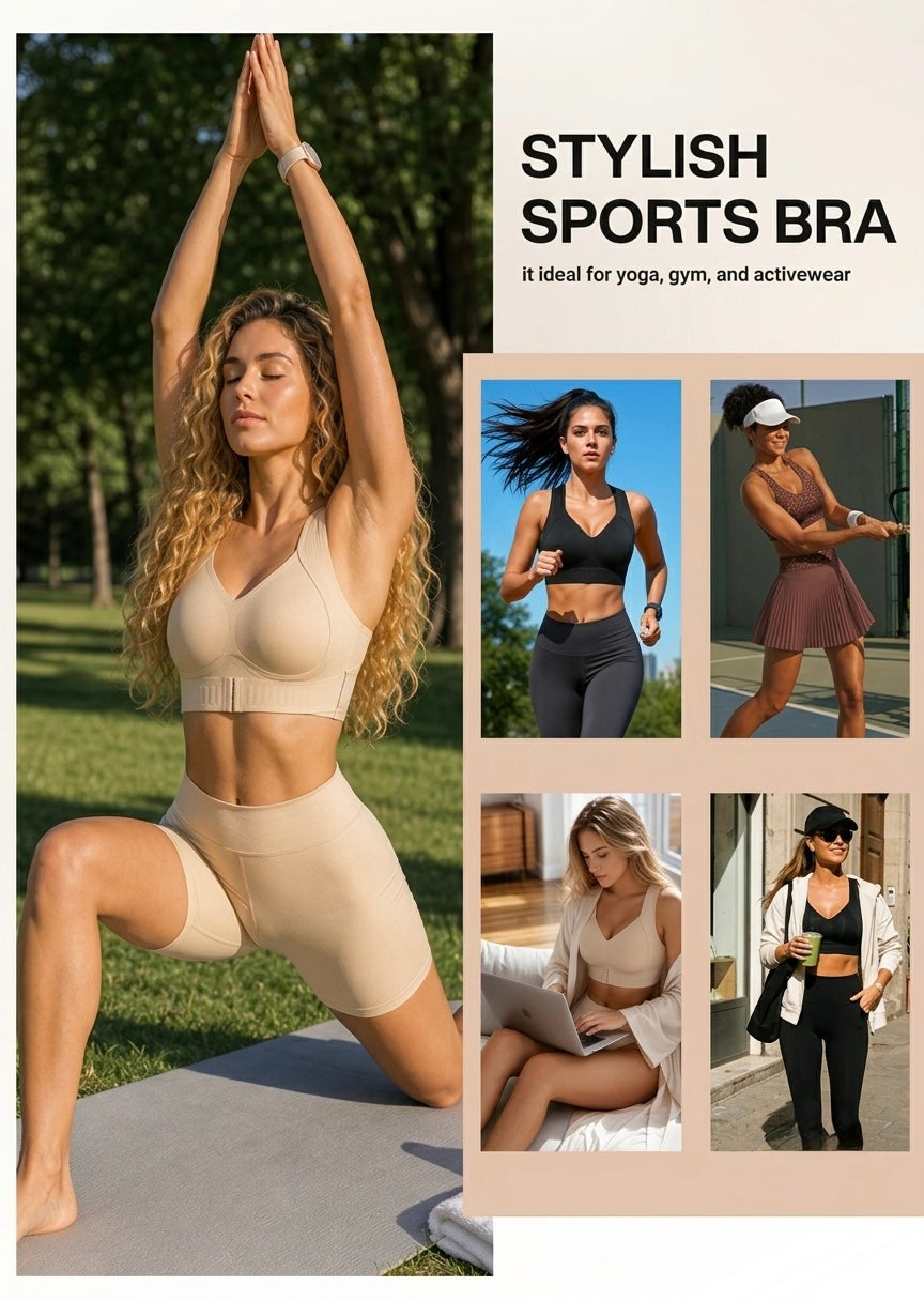 Cross Back Front Closure Wireless Posture Support Bra