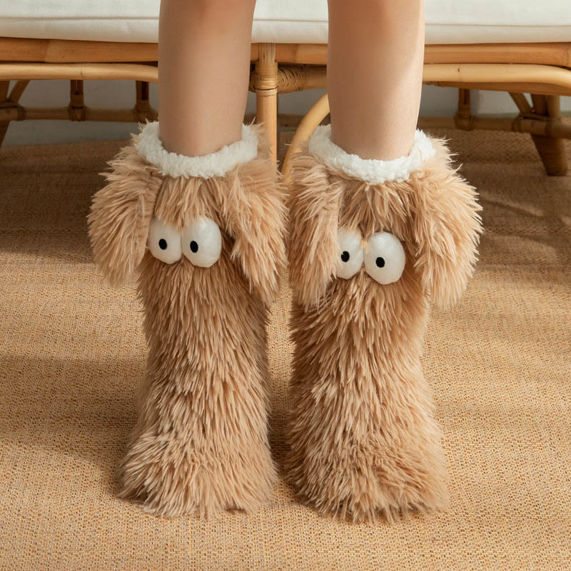 Plusock Plus Size Fluffy Monster Indoor Slipper Socks