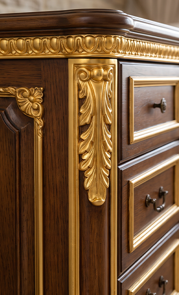 Coordinated gold furniture trim